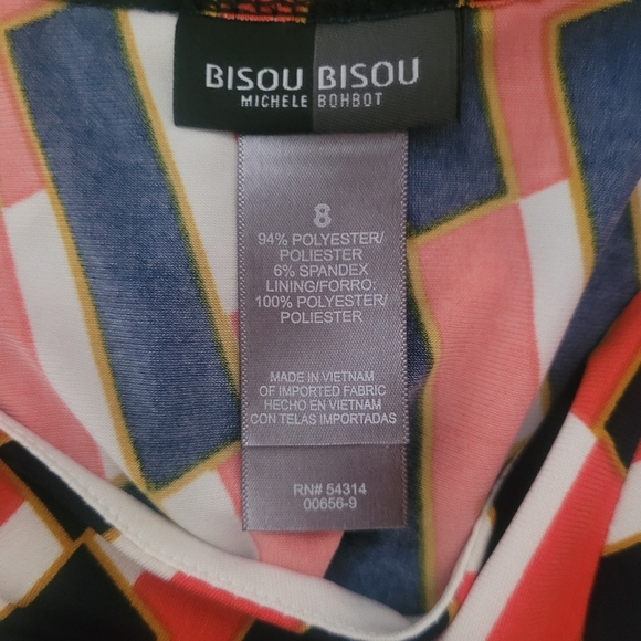 Bisou Bisou Multi Colored Geometric Pattern Dress Sz.8 - Picture 7 of 7